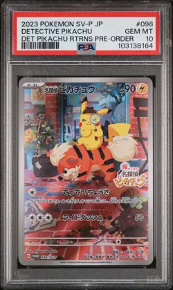 2023 POKEMON JAPANESE SV-P PROMO #098 DETECTIVE PIKACHU PSA 10 - Image 1