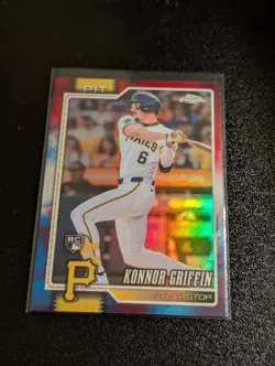 2026 Topps Chrome Rookie Red White Blue Refractor Konnor Griffin RC Pirates #74 - Image 1