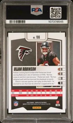 2023 Absolute Football #106 Bijan Robinson RC Rookie PSA 10 GEM MINT💎💎 LOW POP - Image 2