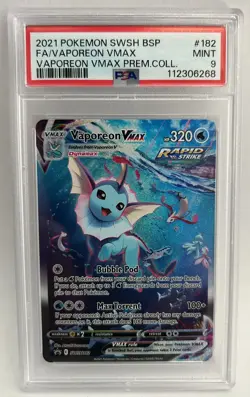 PSA 9 Mint - Vaporeon Vmax Prem.Coll. 182 Swsh Black Star Promo - Pokemon TCG - Image 1