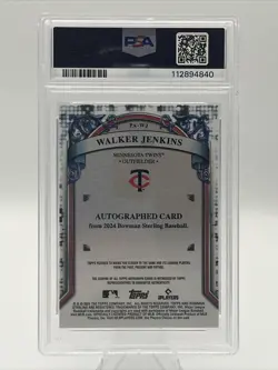 2024 Bowman Sterling Walker Jenkins Autograph PSA 10 #PA-WJ Twins Top Prospect - Image 2