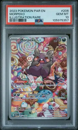 2023 POKEMON PAR EN - PARADOX RIFT ILLUSTRATION RARE #206 MORPEKO PSA 10 GEM MT - Image 1