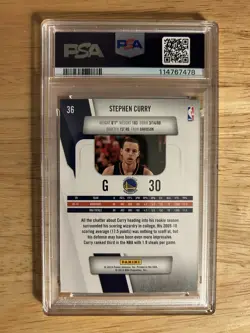 2010 Panini Prestige Stephen Curry #36 Basketball Warriors PSA 8 Mint 2nd Year!! - Image 2