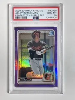 2020 BOWMAN CHROME ADLEY RUTSCHMAN PROSPECTS - PURPLE REF. #BCP50 PSA 10 - Image 1