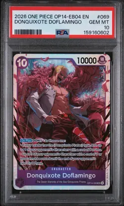 Bandai One Piece CCG Donquixote Doflamingo OP14-069 SR Holo Special PSA 10 EN - Image 1