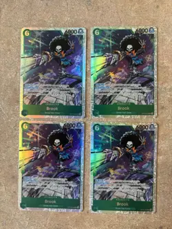 4x PLAYSET Brook OP15-032 SR Adventure on Kami's Island One Piece TCG NM - Image 1
