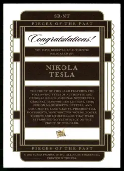 2025 Pieces of the Past Authentic Relic Nikola Tesla SR-NT - Image 2