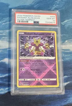 Pokemon 2022 Radiant Alakazam 059/195 Silver Tempest Radiant Rare Graded PSA 10 - Image 1