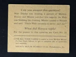 1935 Mickey Mouse Gum Card R89 - Early Disney #20 Type 2 Clarabelle Horace ￼ - Image 2