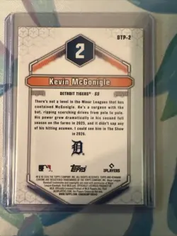 2026 Bowman Chrome Top 100 Mini Diamond Kevin McGonigle 089/150 #BTP-2 Tigers - Image 3