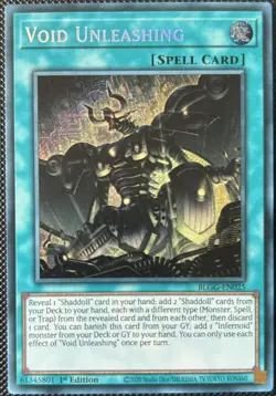 YuGiOh! Void Unleashing BLGG-EN025 Secret Rare 1st Edition - Image 1