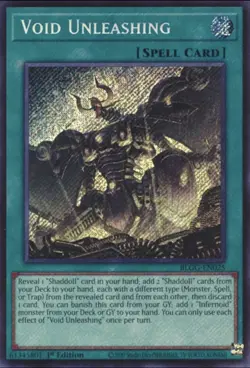 Void Unleashing BLGG-EN025 Secret Rare 1st Edition Yugioh TCG Card - Image 1