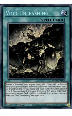 Yugioh BLGG-EN025 Void Unleashing Secret Rare - Image 1