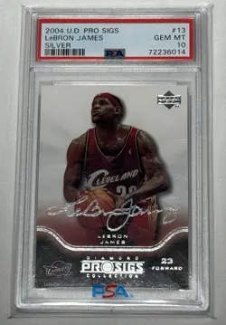 2004 Upper Deck Diamond Collection PRO SIGS SILVER Lebron James #13 PSA 10 POP 5 - Image 3