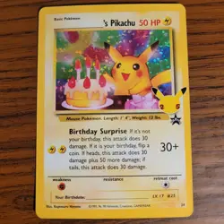 Pokemon TCG Birthday Pikachu #24 – Celebrations 25th Anniversary – Holo – NM - Image 1
