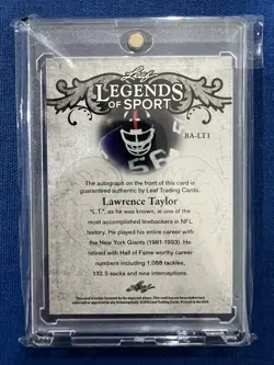 2015 Leaf Legends of Sport Lawrence Taylor Green 2/5 auto Autograph SSP - Image 2