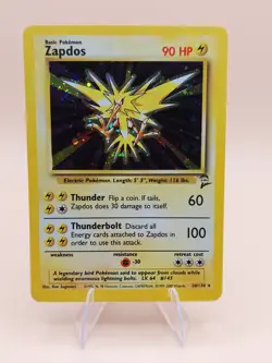 Zapdos Base Set 2 Holo Rare 20/102 Pokemon Card - WOTC 1999 SWIRL - Image 1
