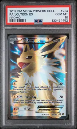 2017 POKEMON MEGA POWERS COLLECTION PROMO #28A FULL ART/JOLTEON EX PSA 10 - Image 1