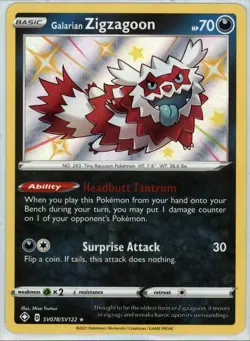 Galarian Zigzagoon Holo Shiny Holo Rare Shining Fates: Shiny Vault SV78/SV122 NM - Image 1