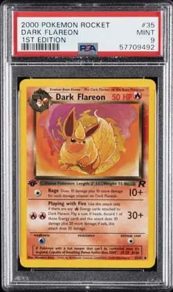 2000 POKEMON ROCKET 1ST ED #35 DARK FLAREON PSA 9 - Image 1