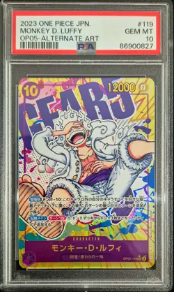 One Piece TCG Monkey D. Luffy OP05-119 SEC Alt Art Japanese PSA 10 - Image 1