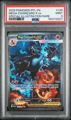 2025 POKEMON PFL EN-PHANTASMAL FLAMES #125 MEGA CHARIZARD X EX PSA 9 - Image 1