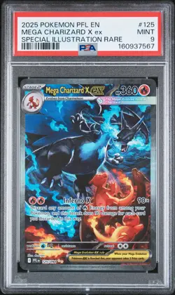 2025 POKEMON PFL EN-PHANTASMAL FLAMES #125 MEGA CHARIZARD X EX PSA 9 - Image 1