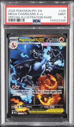 2025 POKEMON PFL EN-PHANTASMAL FLAMES #125 MEGA CHARIZARD X EX PSA 9 - Image 1