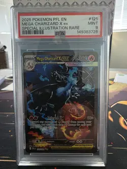 2025 POKEMON PFL EN-PHANTASMAL FLAMES #125 MEGA CHARIZARD X EX PSA 9 - Image 1