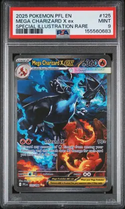 2025 POKEMON PFL EN-PHANTASMAL FLAMES #125 MEGA CHARIZARD X EX PSA 9 - Image 1