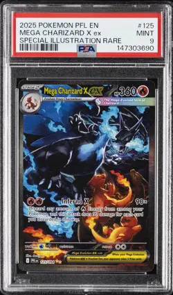 2025 POKEMON PFL EN-PHANTASMAL FLAMES #125 MEGA CHARIZARD X EX PSA 9 - Image 1