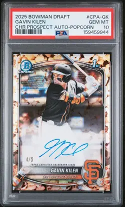 2025 Bowman Draft Auto Gavin Kilen #CPA-GK Popcorn Refractor /5 PSA 10 - Pop 1 - Image 1