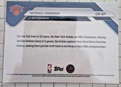 NEW Topps Now NBA Finals Mitchell Robinson New York Knicks C8-SP Short Print - Image 2