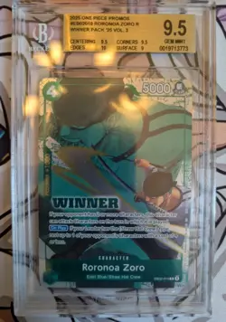 BGS 9.5 One Piece TCG Roronoa Zoro EB02-019 Winner Promo Foil EN - Image 1