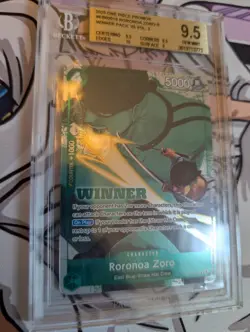 BGS 9.5 One Piece TCG Roronoa Zoro EB02-019 Winner Promo Foil EN - Image 3