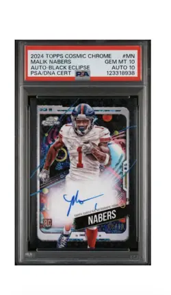 2024 Topps Cosmic Chrome Rookies Malik Nabers Auto 10 Black Eclipse PSA 10 #/10 - Image 1