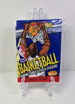 1989 VINTAGE Fleer NBA Basketball SEALED pack Larry Bird Front Card - Image 1