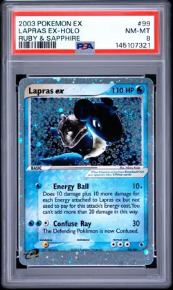 2003 Pokemon EX Lapras EX Holo Ruby & Sapphire 99/109 PSA 8 - Image 1