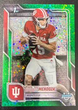 2025 Bowman Chrome U Fernando Mendoza #109 Green Mini Diamond 16/99 1st Bowman - Image 1