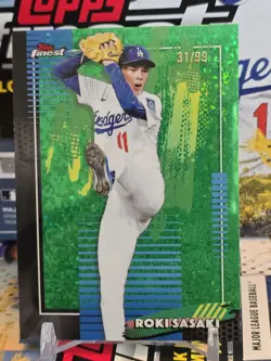 2026 Topps Finest - Roki Sasaki Green Mini Diamond /99 - Image 1