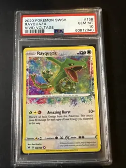 2020 Pokemon SWSH Vivid Voltage Rayquaza Amazing Rare #138/185 PSA 10 GEM MINT - Image 1