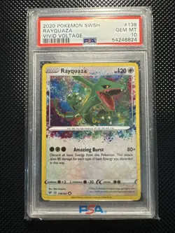 2020 Pokemon Sword & Shield Vivid Voltage Rayquaza Amazing Rare 138/185 PSA 10 - Image 1