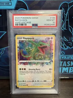 Rayquaza - 138/185 Pokemon Vivid Voltage Sword & Shield Amazing Rare Card PSA 10 - Image 1