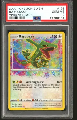 Pokemon Vivid Voltage Amazing Rare Rayquaza 138/185 PSA 10 GEM MINT - Image 1