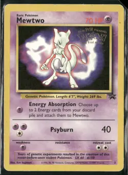 1999 Pokemon Black Star Movie Promo Rare Stamped #3 Mewtwo - Image 1