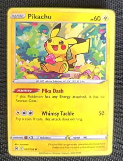 1A Pokemon Card Pikachu Lost Origin Common 052/196 Near Mint - Image 1