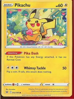 PIKACHU 052/196 COMMON LOST ORIGIN POKEMON NEAR MINT - Image 1