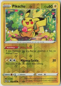 Pikachu 052/196 Common Lost Origin Pokemon Reverse Holo Near Mint - Image 1