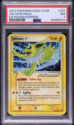 2007 Pokemon EX Power Keepers Holo Jolteon Gold Star #101 PSA 7 NRMT - Image 1