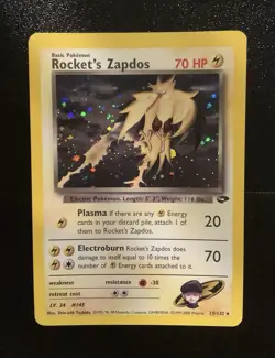 Pokemon Rocket's Zapdos Holo Rare Gym Heroes 15/132 WOTC Vintage 2000 - Image 1